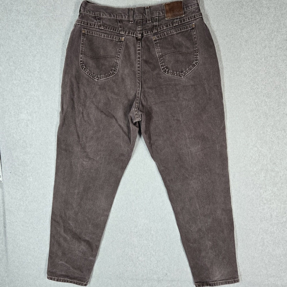 VINTAGE Lee Riveted Women Jeans 18 MED Brown High Rise Taper Denim 29" Inseam - Picture 13 of 16